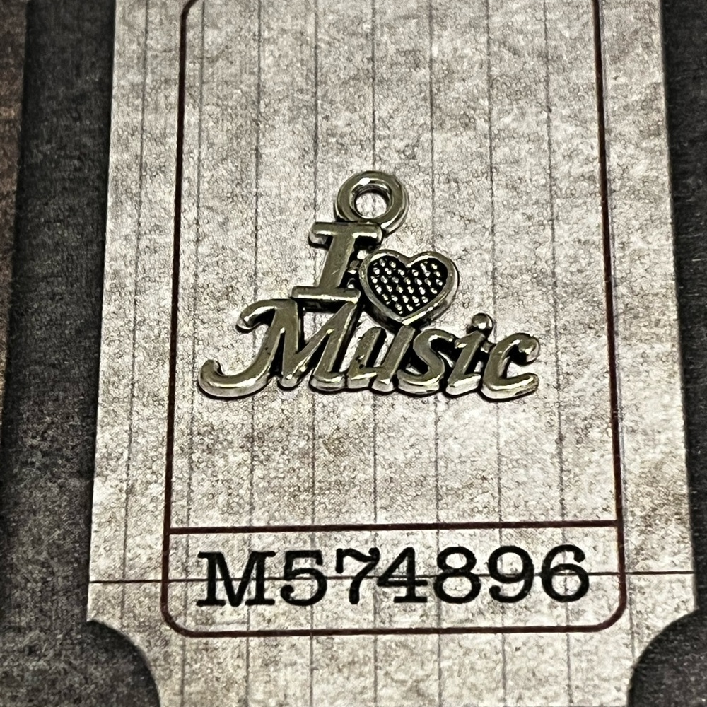 Silver 'I Love Music' Charm Pendant